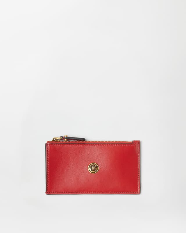 Versace embleme leather zip card holder