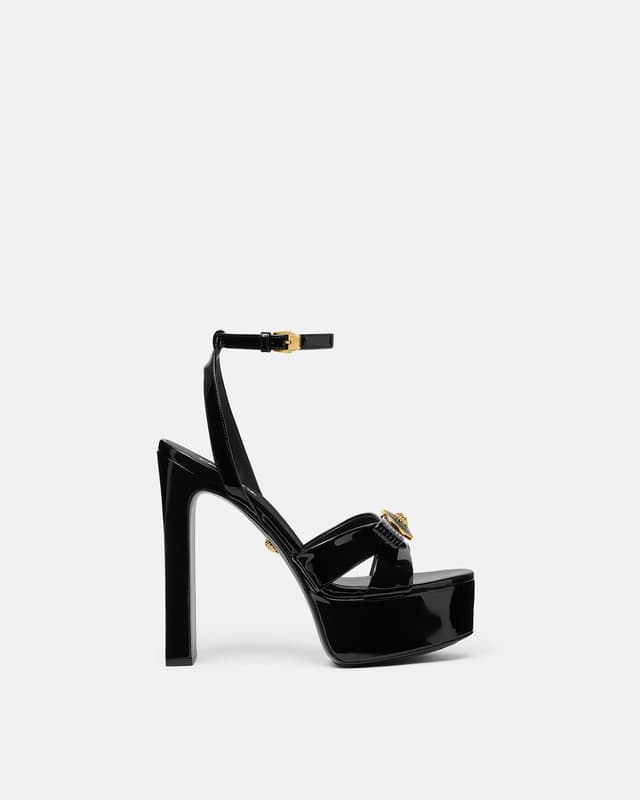 Versace gianni ribbon patent sandals 140 mm