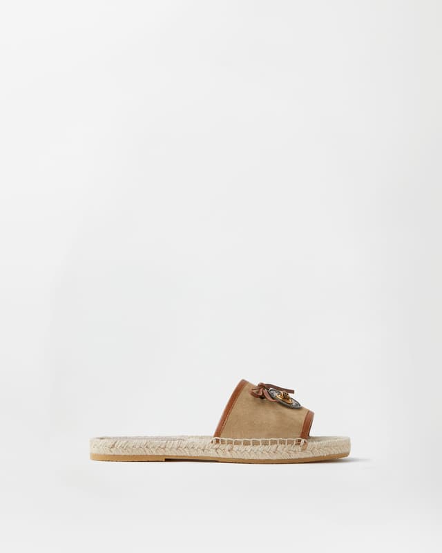 Versace lola suede flat sandals
