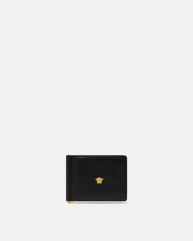 Versace la medusa leather clip wallet
