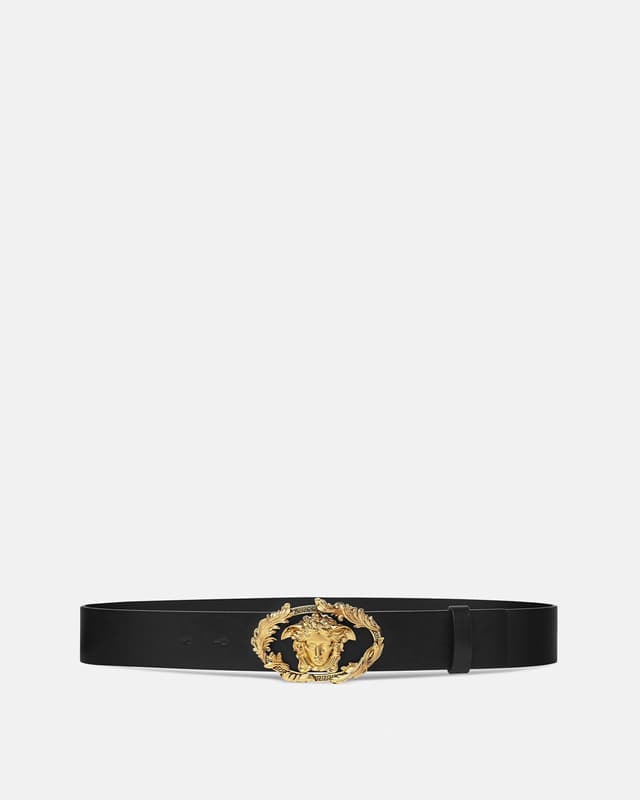 Versace buckle crest leather belt 1.6