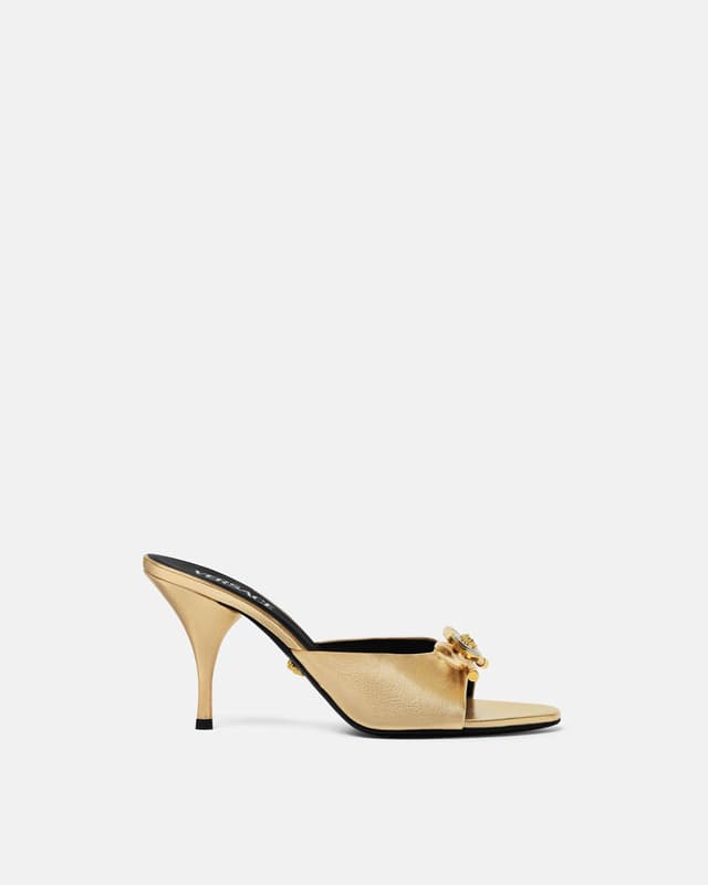 Versace opera bow metallic mules 85mm