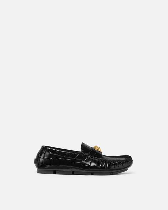 Versace medusa leather driver shoes