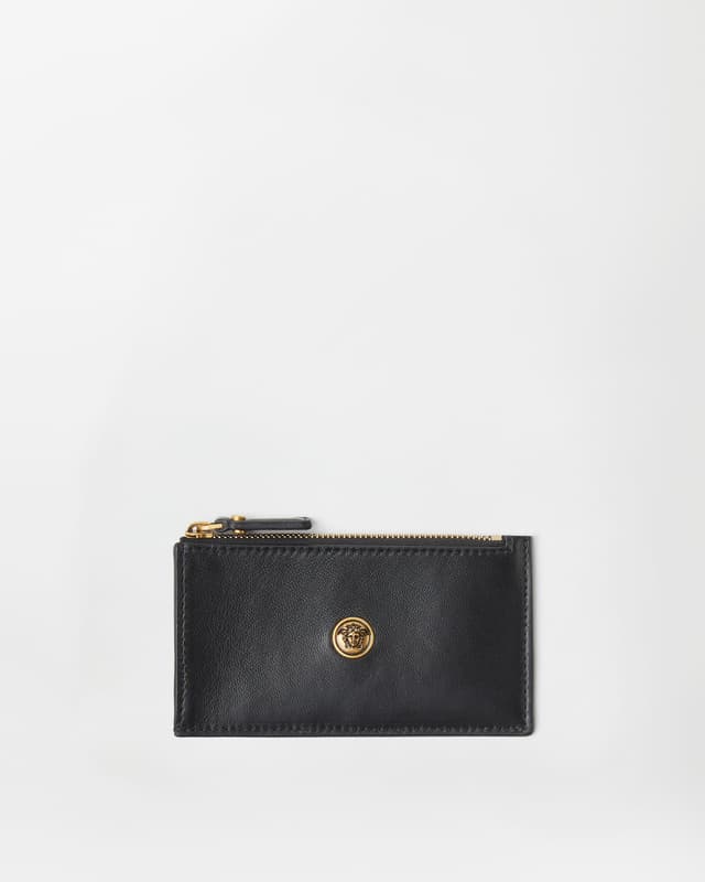 Versace embleme leather zip card holder